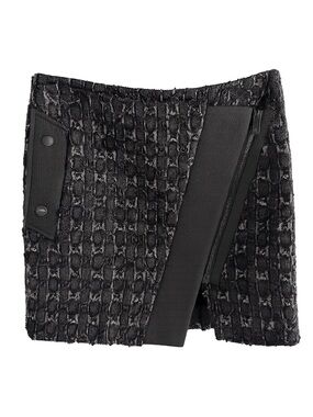 Rag & Bone Black Virgin Wool Tweed Asymmetric Zip Wrap Mini Skirt 2